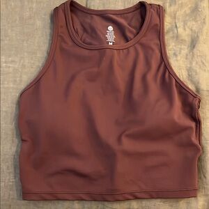 Senita Athletics Burgundy Fitted Crop Tank Top